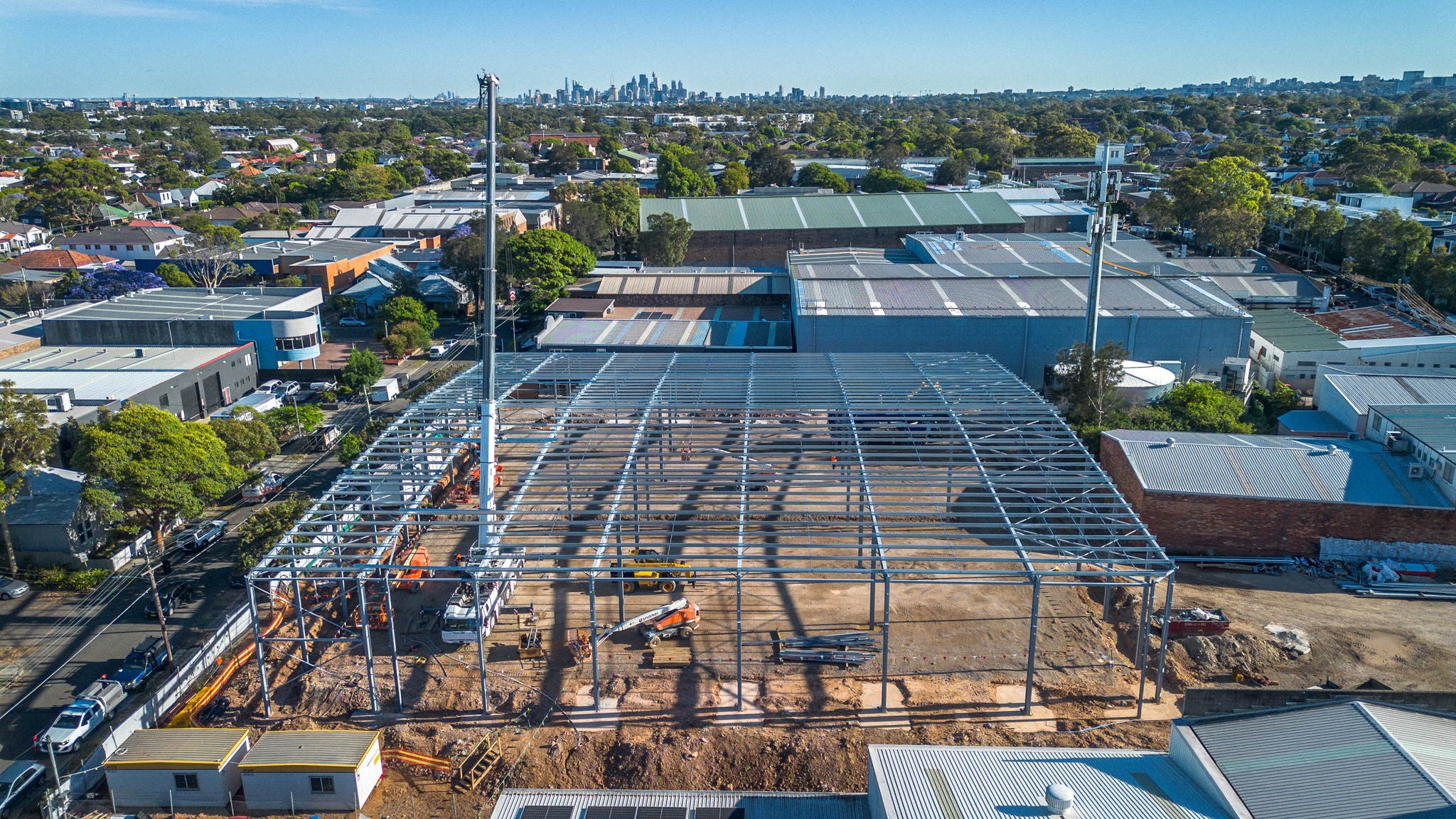 steel and precast structure on construction site