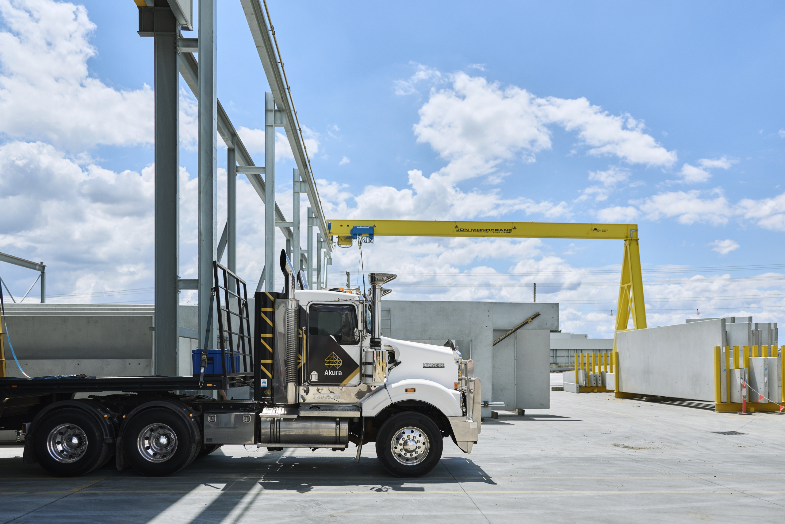 truck parked in akura precast yard